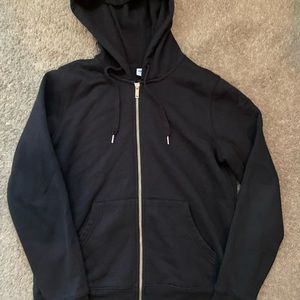 black zip up hoodie